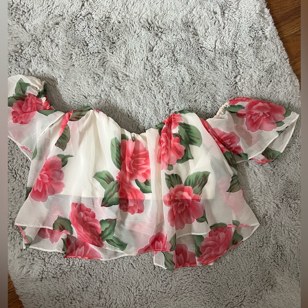 Charlotte Russe Pink Floral Off-Shoulder Blouse